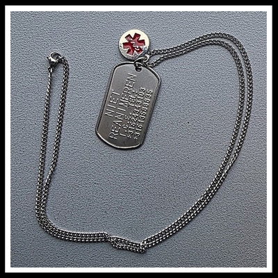 Dogtag Niet Reanimeren RVS incl. medische bedel 