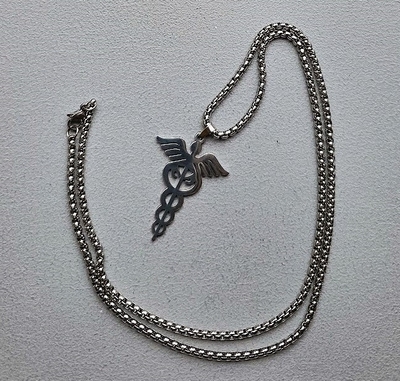 Medische ketting met RVS bedel esculaap incl. RVS ketting 60cm