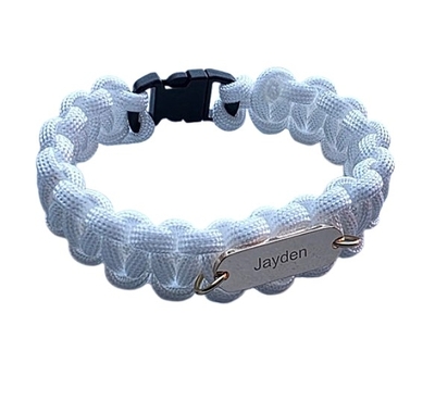 Paracord armband naamplaatje goudkleur