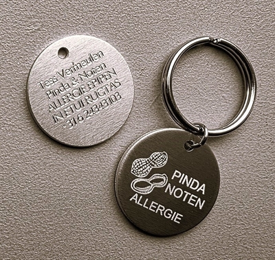 Medische sleutelhanger allergie divers 2-zijde gravure  