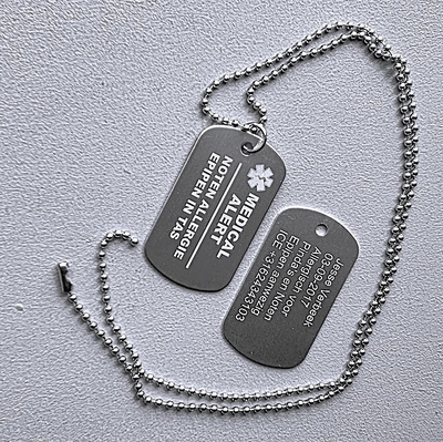 Medische dogtag medical alert 2-zijde gravure