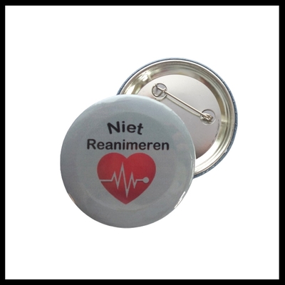 Button niet reanimeren 1 stuk 5cm grijze achtergrond