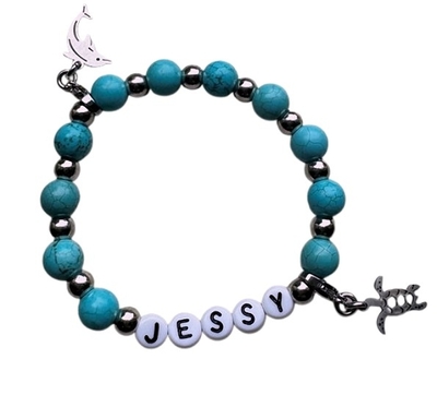 Kindersieraden: meisjes armband met naam model "sealife"  