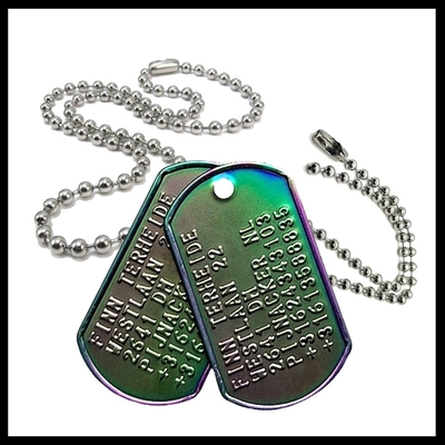 Dogtags RVS in kleur electrolitisch chemisch gekleurd diverse kleuren 