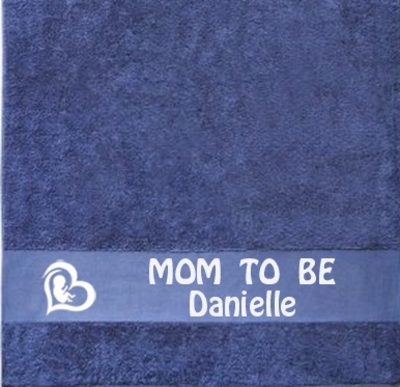 Handdoek Mom to be bedrukt met naam en afbeelding 
