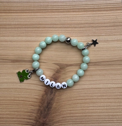 Kindersieraden: jongens armband met naam model "moed"    
