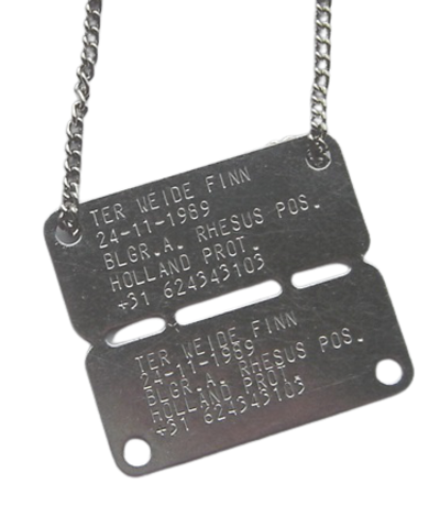 Dogtags Army € 17,95| De originele van het Nederlandse vindt u hier.