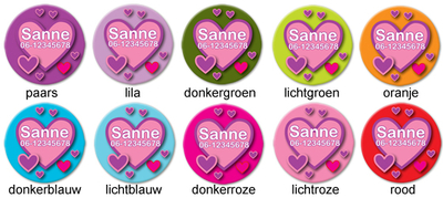 Buttons met naam model "hartje", 4 stuks 3,8cm