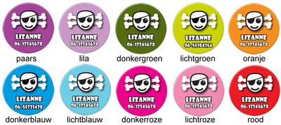  "piraten" Buttons met naam, 4 stuks 3,8 cm