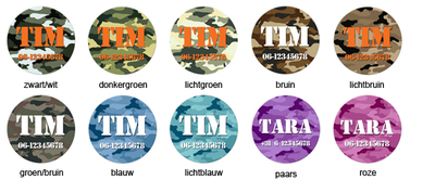 Buttons met naam model "army", 4 stuks 3,8cm