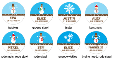 Buttons met naam model "winter", 4 stuks 3,8cm