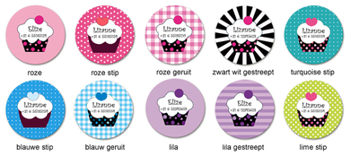 Buttons met naam model "cupcake", 4 stuks 3,8cm