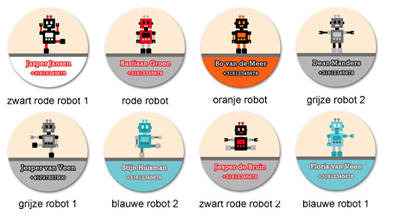 Buttons met naam model "robots", 4 stuks 3,8cm