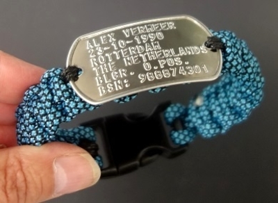 Paracord dogtag armband RVS VOLWASSENEN
